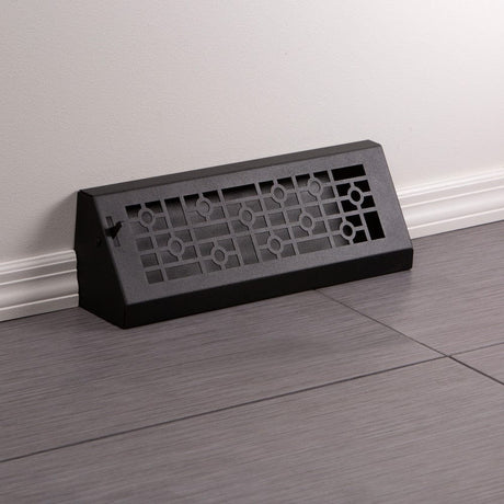 15" Solid Steel Modern Baseboard Register - Matte Black