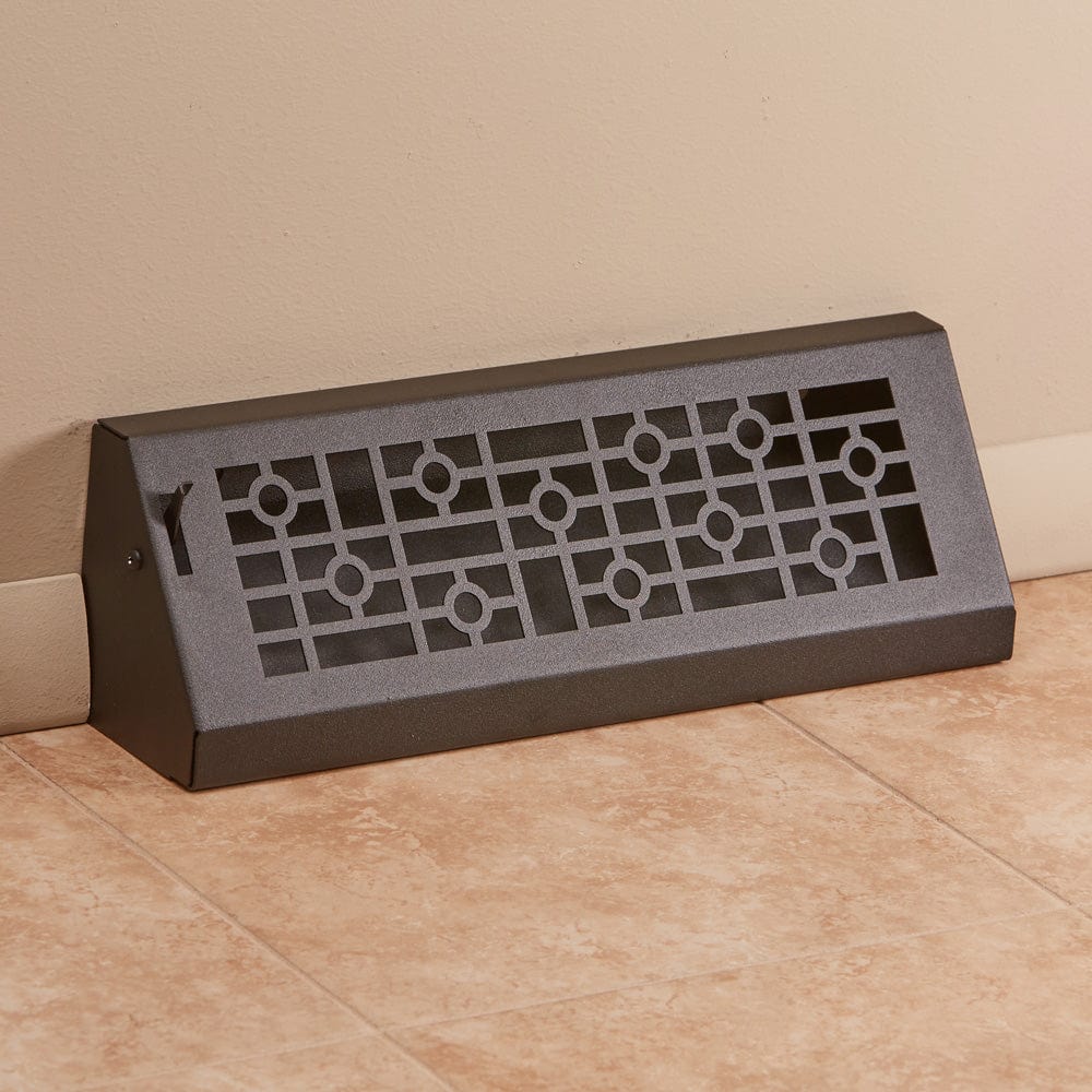 15" Solid Steel Modern Baseboard Register - Matte Black