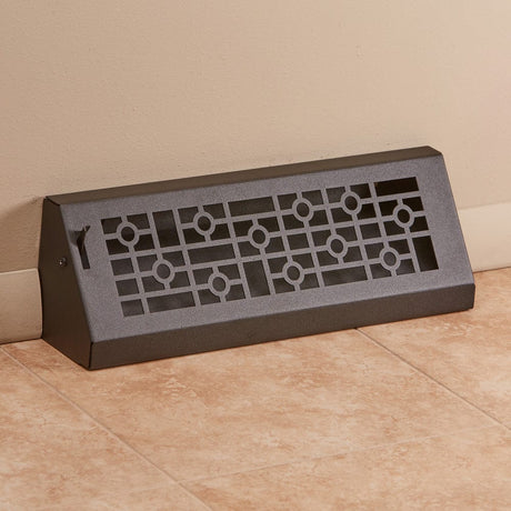 15" Solid Steel Modern Baseboard Register - Matte Black