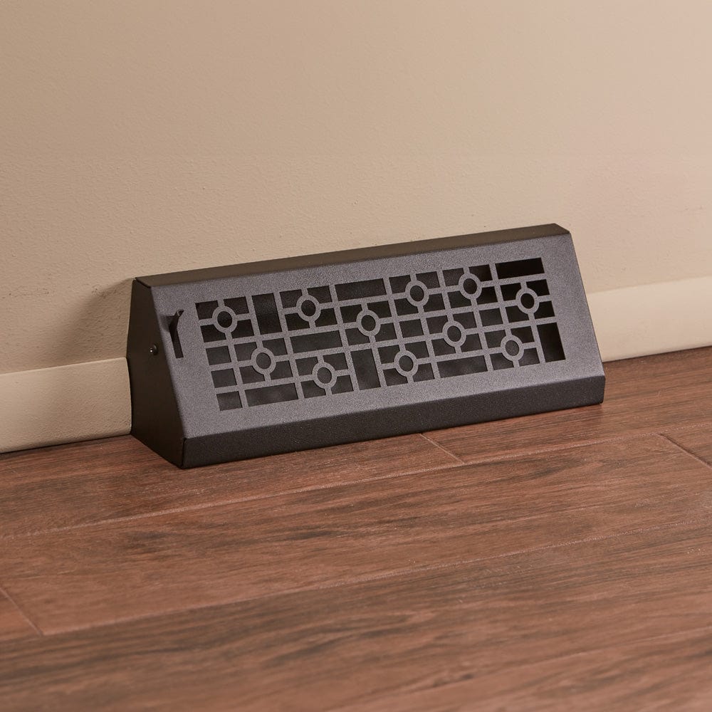 15" Solid Steel Modern Baseboard Register - Matte Black