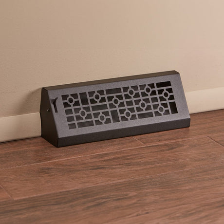 15" Solid Steel Modern Baseboard Register - Matte Black