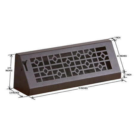 15" Solid Steel Modern Baseboard Register - Matte Black