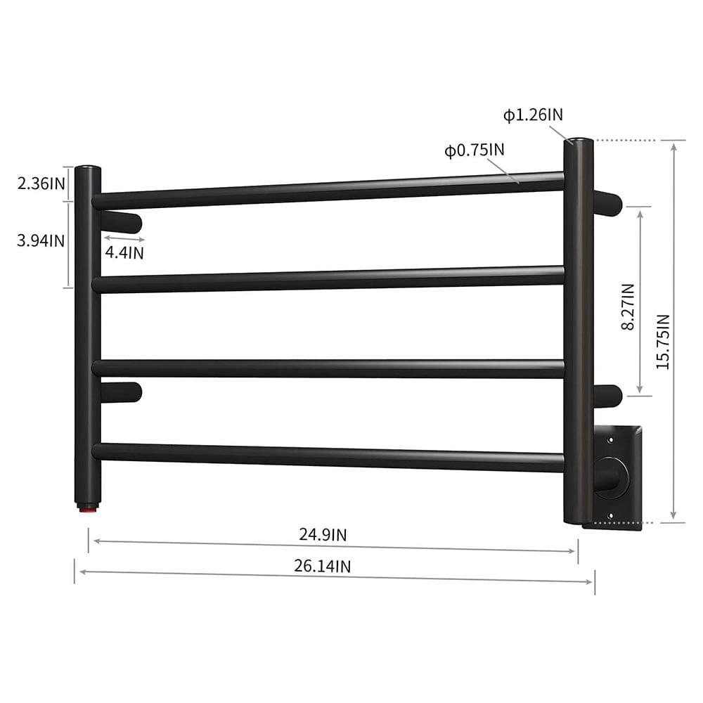 16" Tall 4 Square Bar Hardwired/Plug-in Wall-Mount Towel Warmer