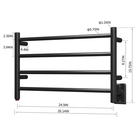 16" Tall 4 Square Bar Hardwired/Plug-in Wall-Mount Towel Warmer