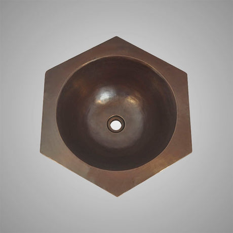 17 1/2" Labaro Hexagonal Hammered Copper Vessel Sink