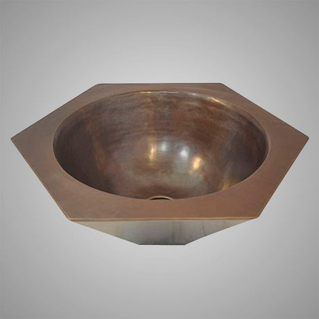 17 1/2" Labaro Hexagonal Hammered Copper Vessel Sink