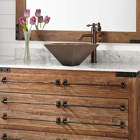 17 1/2" Labaro Hexagonal Hammered Copper Vessel Sink