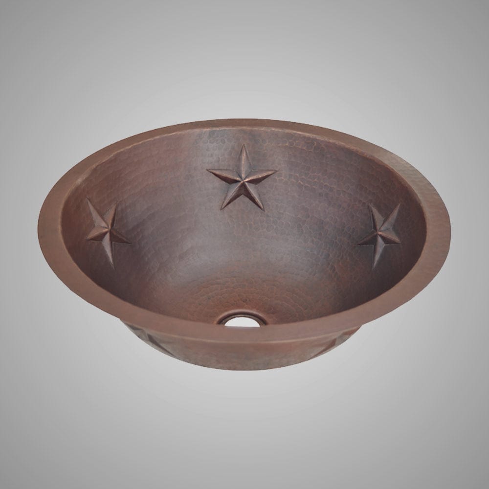 17" Arriba Hammered Copper Star Drop-In Bath Sink
