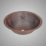 17" Arriba Hammered Copper Star Drop-In Bath Sink