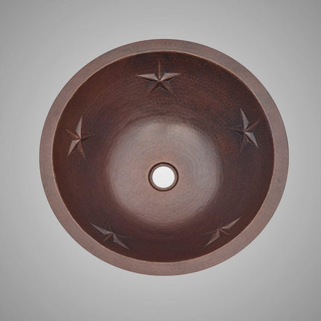 17" Arriba Hammered Copper Star Drop-In Bath Sink