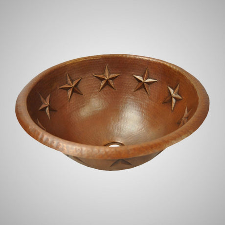 17" Magueyes Hammered Copper Star Drop-In Bath Sink