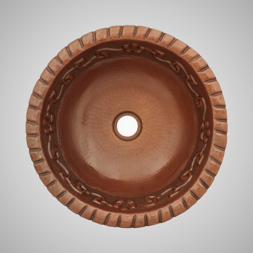 17" Mirandillas Hammered Copper Drop-In Bath Sink
