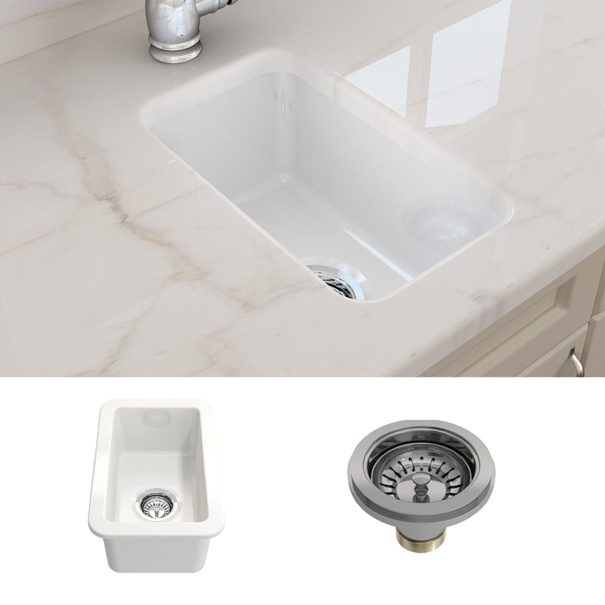 18" Fanhaver Fireclay Single-Bowl Undermount Kitchen Sink