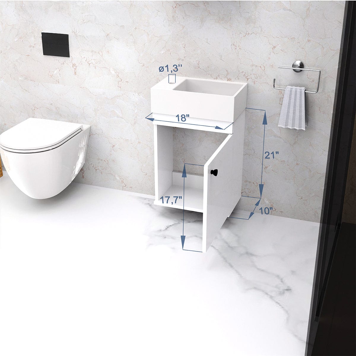 18" Osbourne Wall-Mount Vanity Cabinet with Mirror and Sink