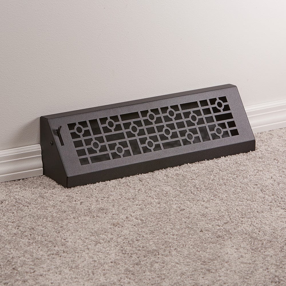 18" Solid Steel Modern Baseboard Register - Matte Black