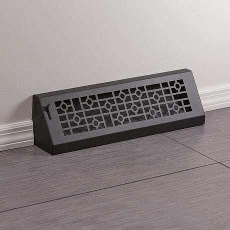 18" Solid Steel Modern Baseboard Register - Matte Black