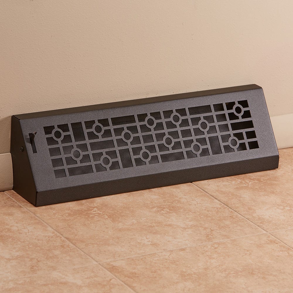 18" Solid Steel Modern Baseboard Register - Matte Black