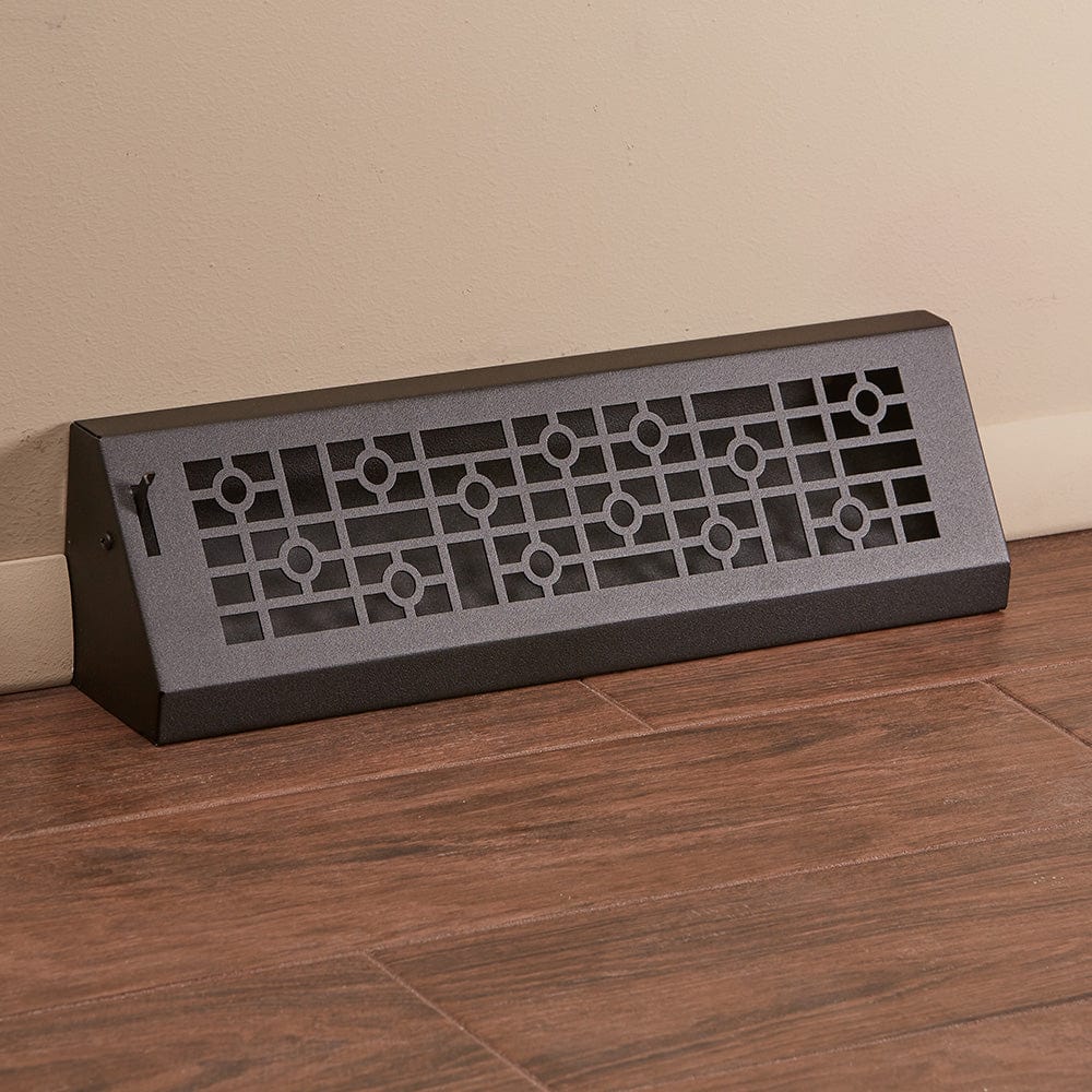 18" Solid Steel Modern Baseboard Register - Matte Black
