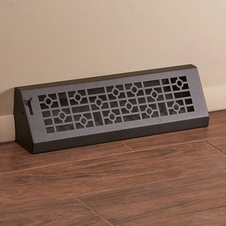 18" Solid Steel Modern Baseboard Register - Matte Black
