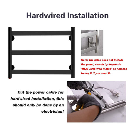 18" Tall 3 Flat Bar Wall-Mount Hard-Wiring/Plug In Towel Warmer