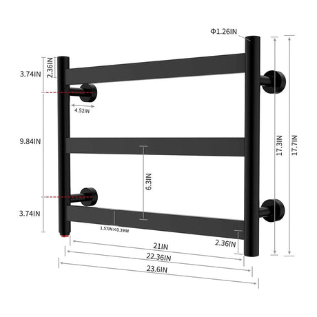 18" Tall 3 Flat Bar Wall-Mount Hard-Wiring/Plug In Towel Warmer