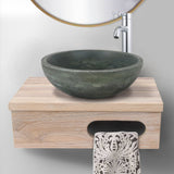 18" Thaxton Teak Wall-Mount Vessel Vanity with Towel Bar - Whitewash