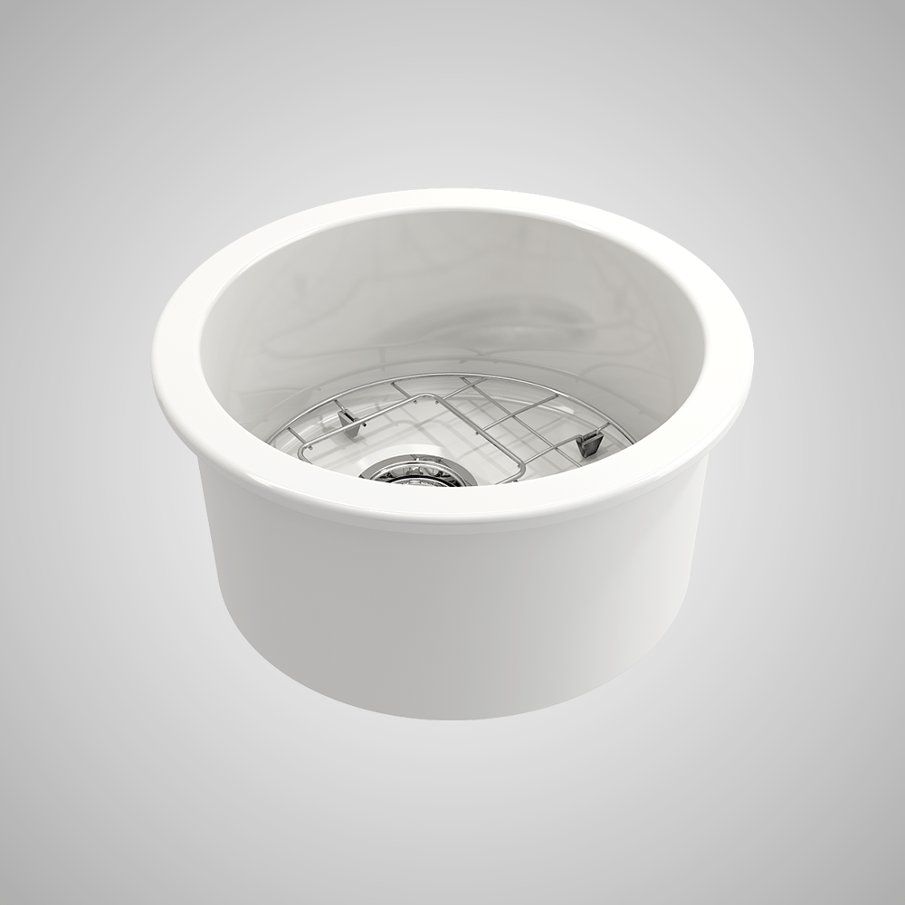 18" Traler Fireclay Round Single-Bowl Undermount Sink