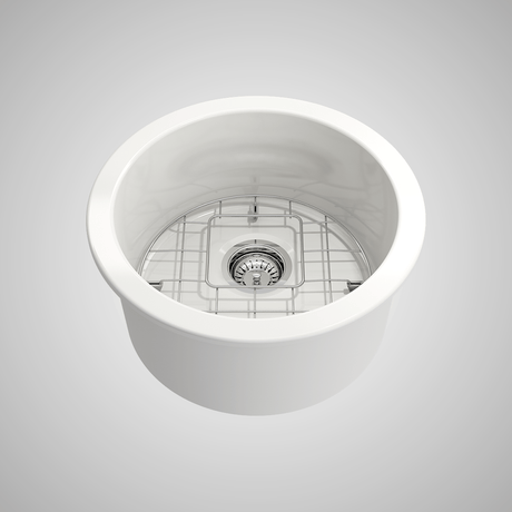 18" Traler Fireclay Round Single-Bowl Undermount Sink