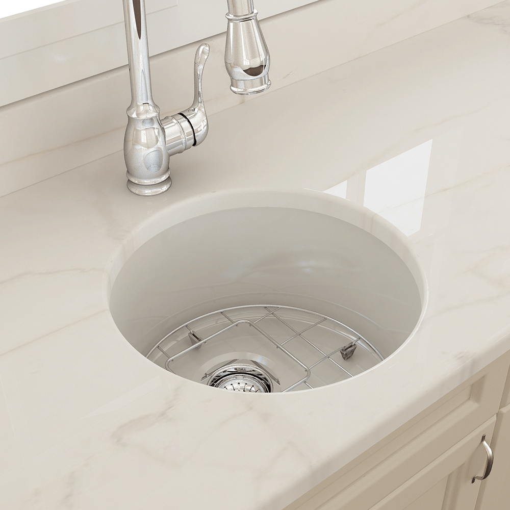 18" Traler Fireclay Round Single-Bowl Undermount Sink