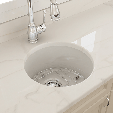 18" Traler Fireclay Round Single-Bowl Undermount Sink