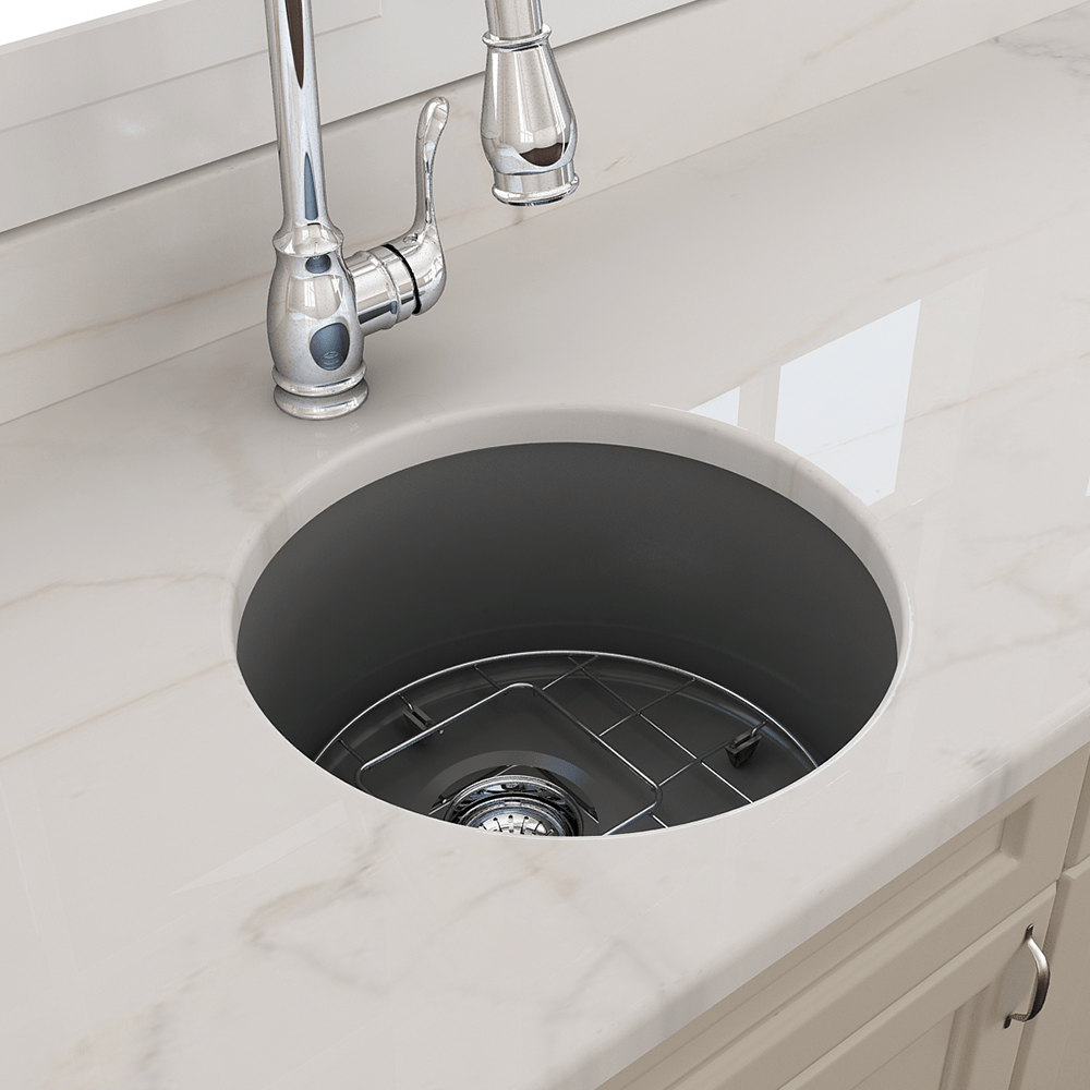 18" Traler Fireclay Round Single-Bowl Undermount Sink