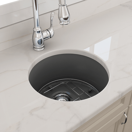 18" Traler Fireclay Round Single-Bowl Undermount Sink