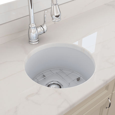 18" Traler Fireclay Round Single-Bowl Undermount Sink