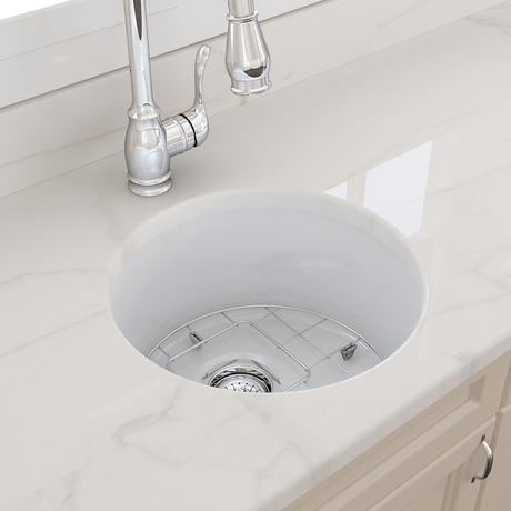 18" Traler Fireclay Round Single-Bowl Undermount Sink