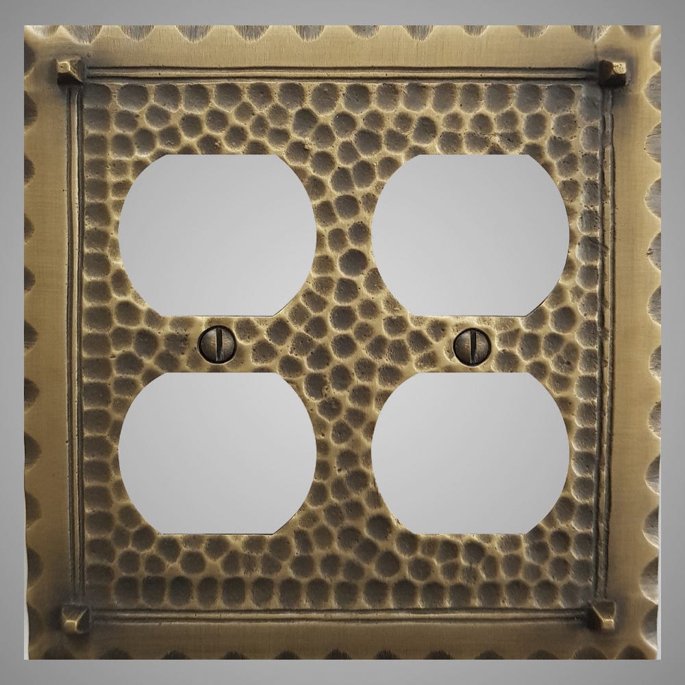 2 Gang Duplex Outlet Wall Switch Plate - Hammered Design
