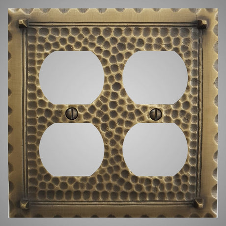 2 Gang Duplex Outlet Wall Switch Plate - Hammered Design