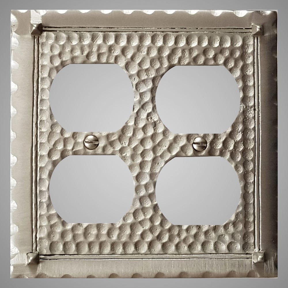 2 Gang Duplex Outlet Wall Switch Plate - Hammered Design