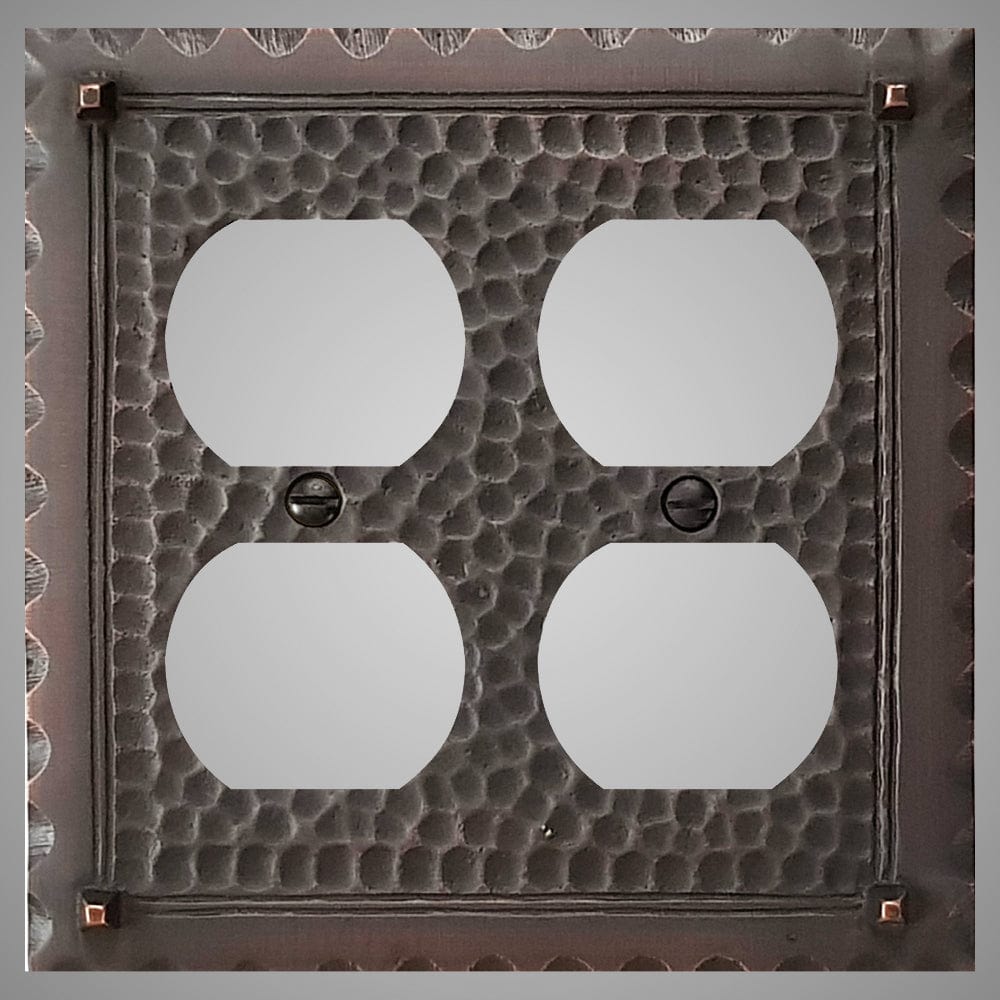 2 Gang Duplex Outlet Wall Switch Plate - Hammered Design