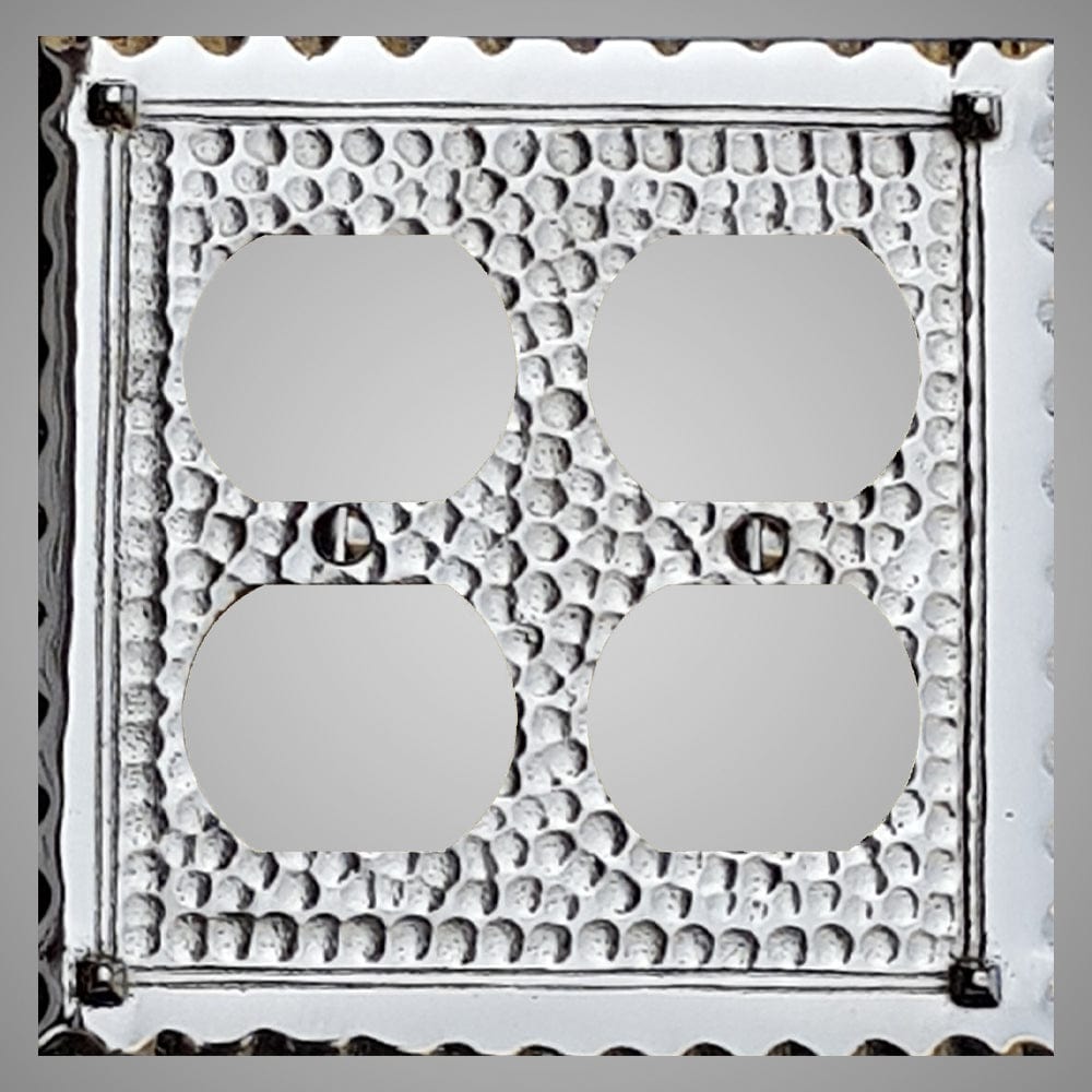 2 Gang Duplex Outlet Wall Switch Plate - Hammered Design