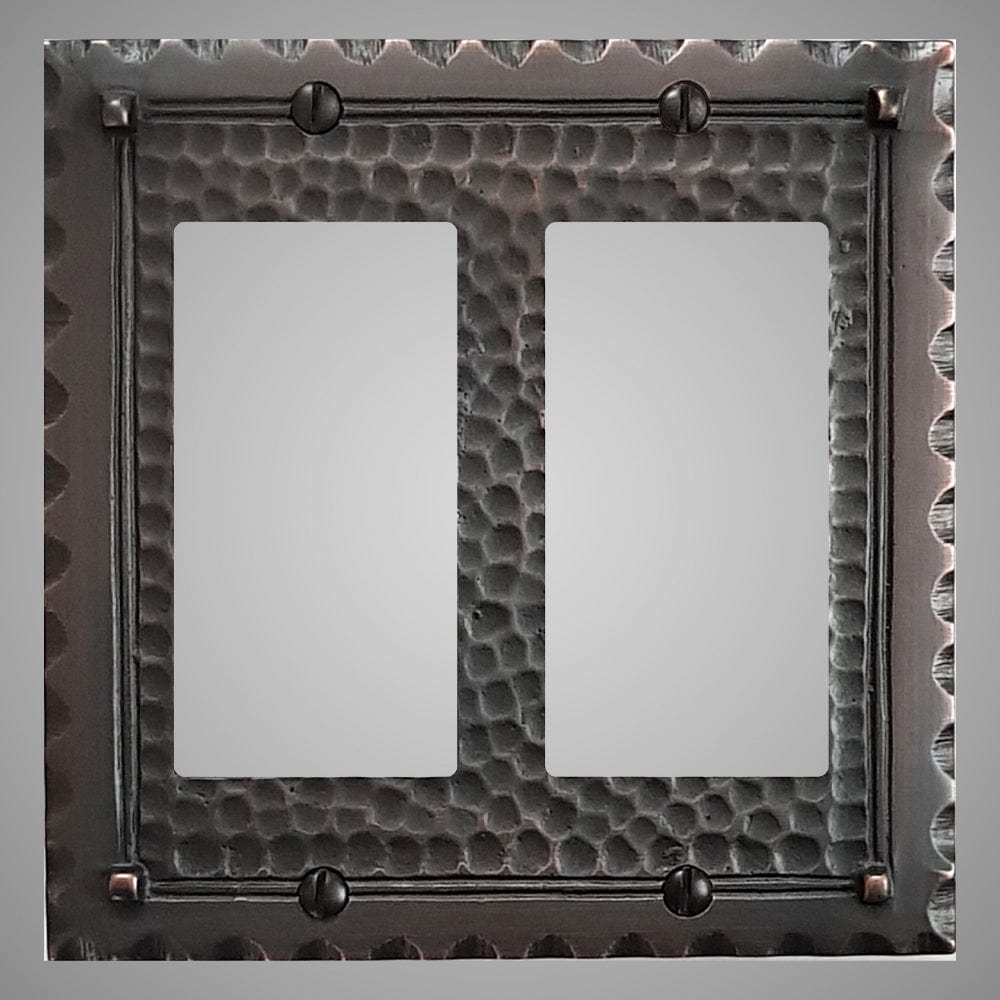 2 Gang Rocker Light Switch Plate - Hammered Design