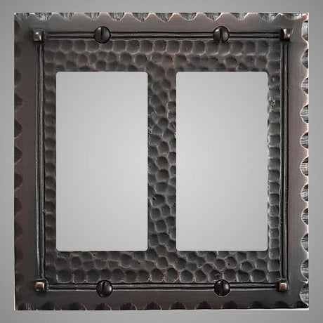 2 Gang Rocker Light Switch Plate - Hammered Design