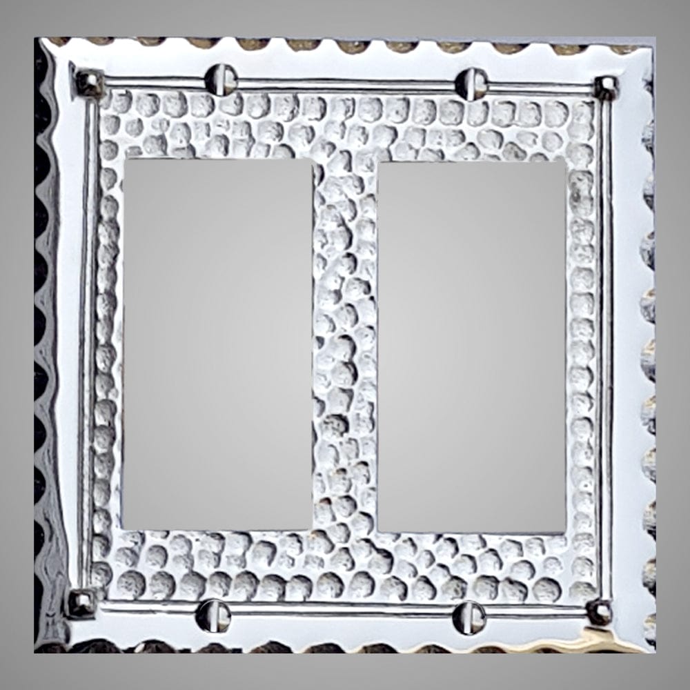 2 Gang Rocker Light Switch Plate - Hammered Design
