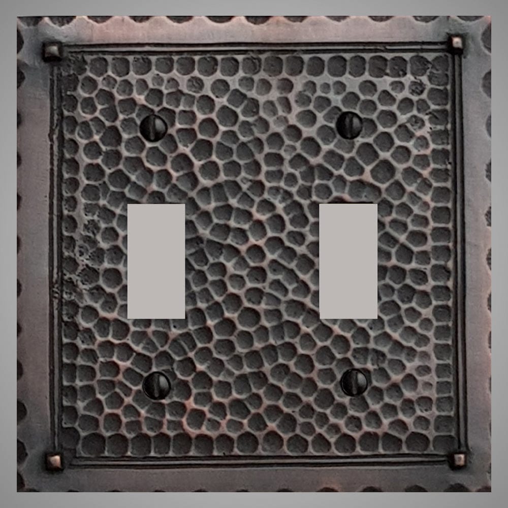 2 Gang Toggle Light Switch Plate - Hammered Design