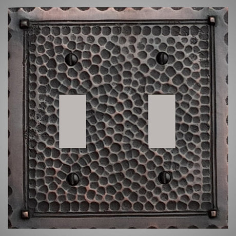 2 Gang Toggle Light Switch Plate - Hammered Design