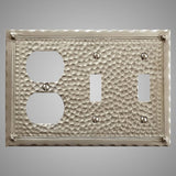 2 Toggle, 1 Duplex Wall Switch Plate - Hammered Design