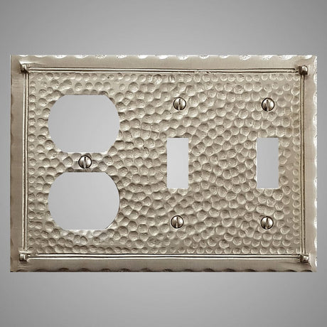 2 Toggle, 1 Duplex Wall Switch Plate - Hammered Design