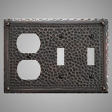 2 Toggle, 1 Duplex Wall Switch Plate - Hammered Design