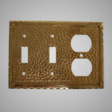 2 Toggle, 1 Duplex Wall Switch Plate - Hammered Design