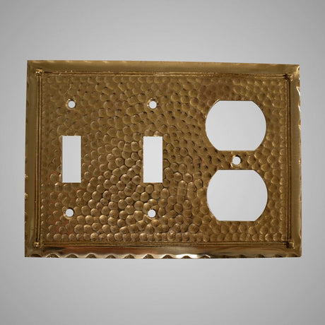 2 Toggle, 1 Duplex Wall Switch Plate - Hammered Design