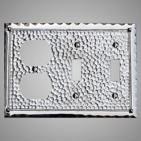 2 Toggle, 1 Duplex Wall Switch Plate - Hammered Design